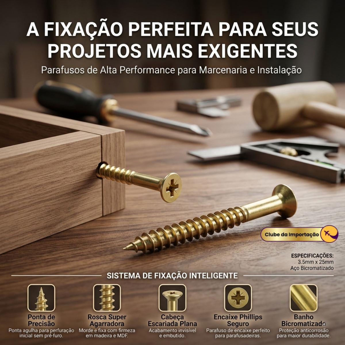 Parafuso Philips Cabeça Chata 100 pcs  3,5mm x 25mm