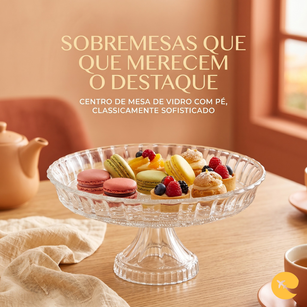 CENTRO DE MESA COM PE VIDRO