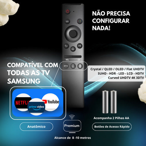 Controle Universal Para Tv Samsung Smart 4k Led Lcd 3d Todos Preto - Preto
