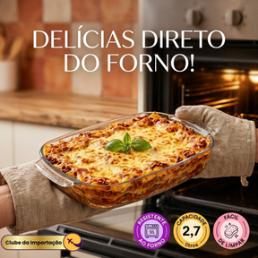 ASSADEIRA DE VIDRO COM ALÇA 2,7L