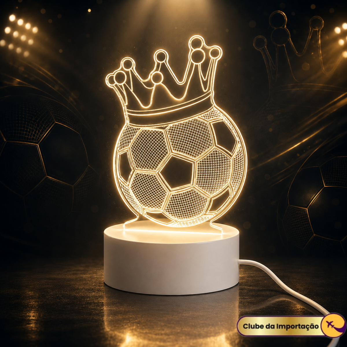 LUMINARIA LED BOLA DE FUTEBOL COM COROA
