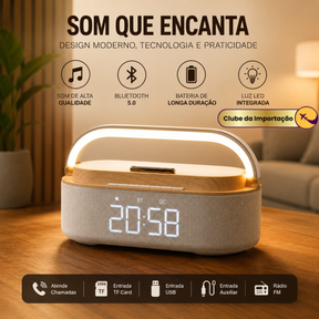 CAIXA DE SOM COM ALARME E RELOGIO