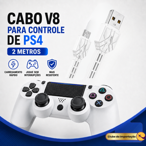Cabo Carregador Micro Usb V8 Resistente Estilo Gamer - BRANCO