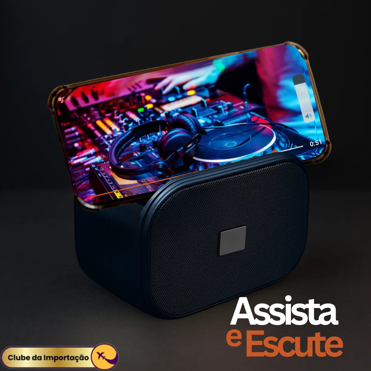 Caixa de Som Bluetooth 5W com Suporte para Celular
