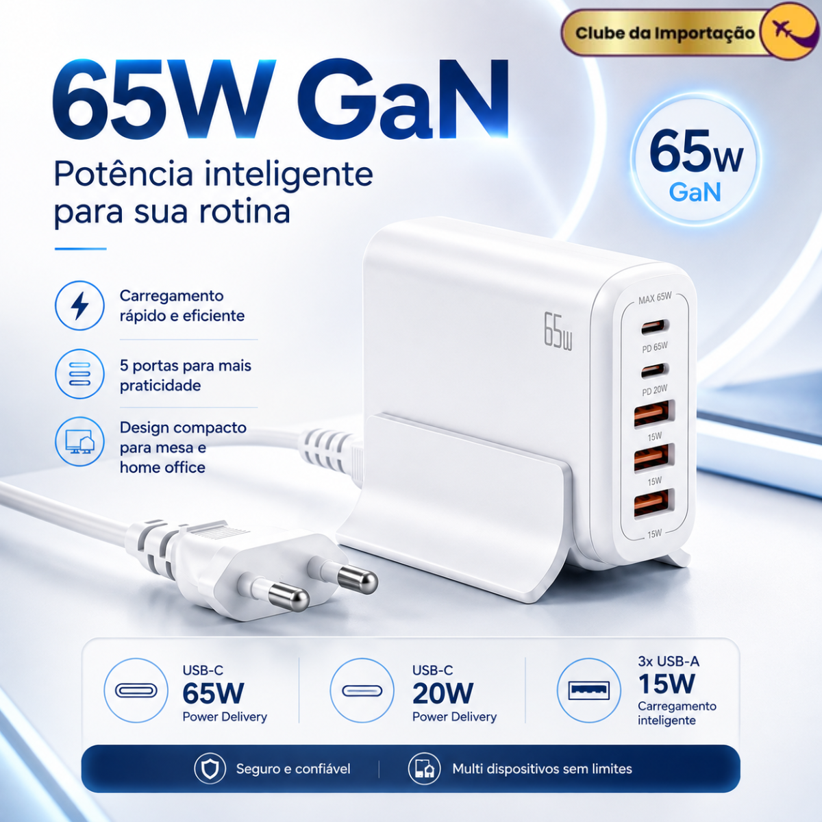 Fonte Estação De Carga Para Macbook E Notebook Galaxy Book Branco