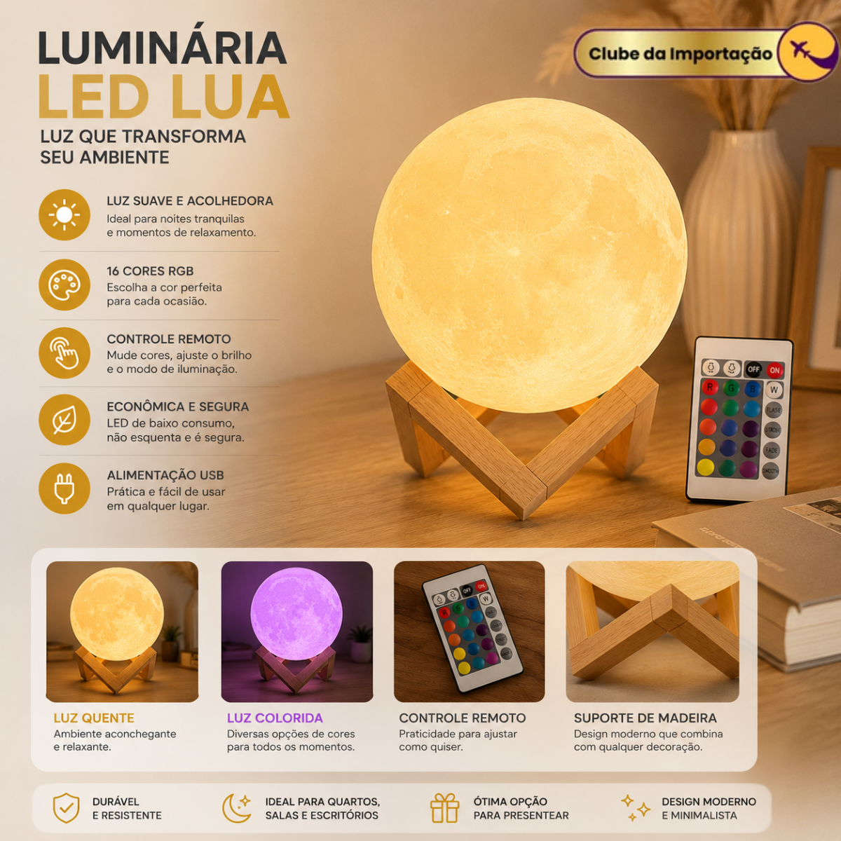 Luminaria Lua C/ Suporte