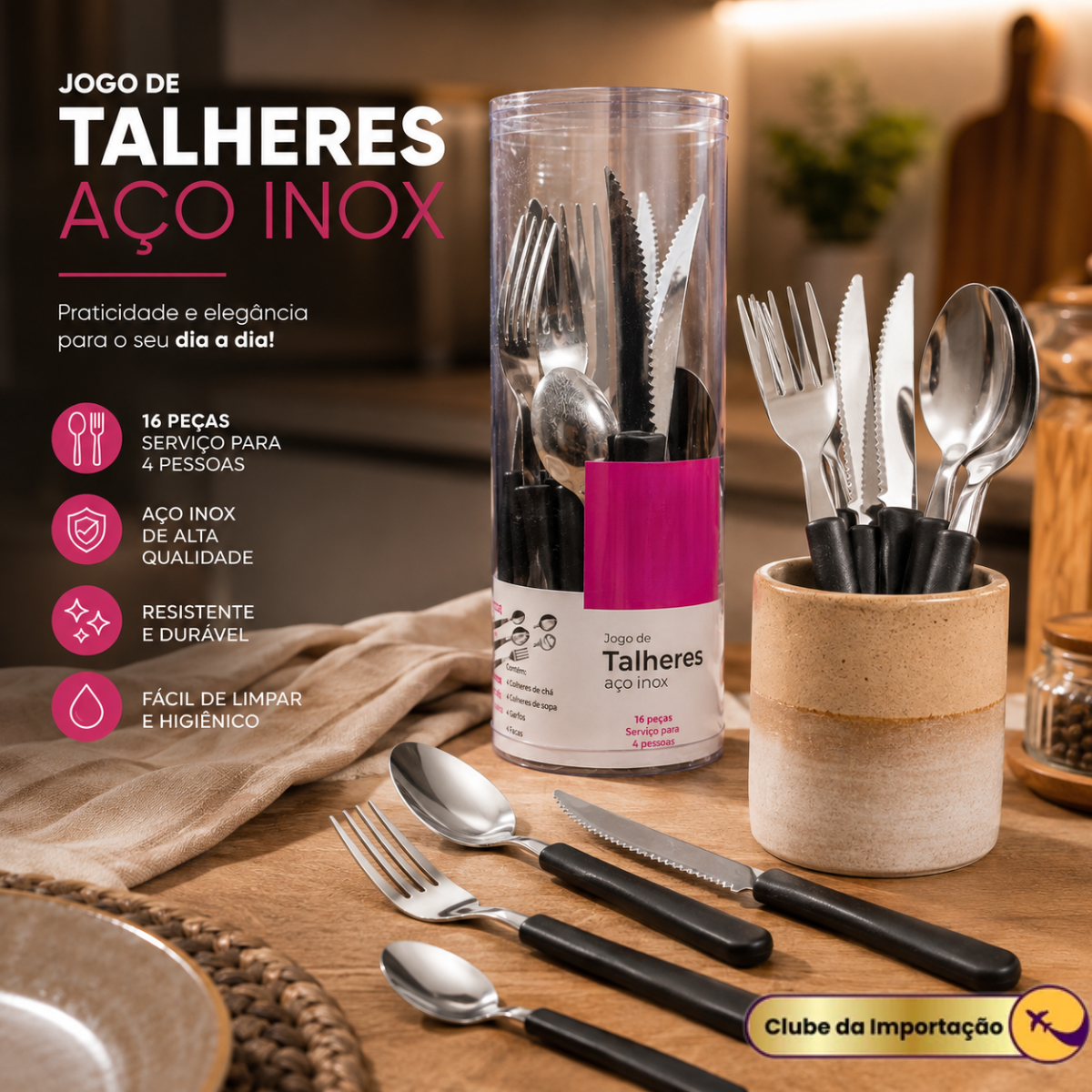 JOGO DE TALHERES AÇO INOX