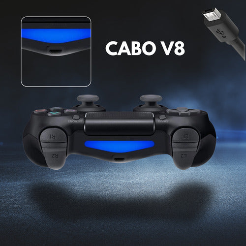 Cabo Carregador Para Controle Ps4 Micro Usb V8 Resistente
