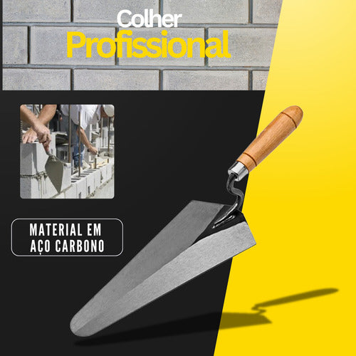 Colher De Pedreiro Jardim Canteiro Reta 10  Aço Profissional