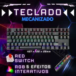 Teclado Gamer Rgb Red ou Blue Swith Mecânico Para Pc Xbox Ps5 Setup