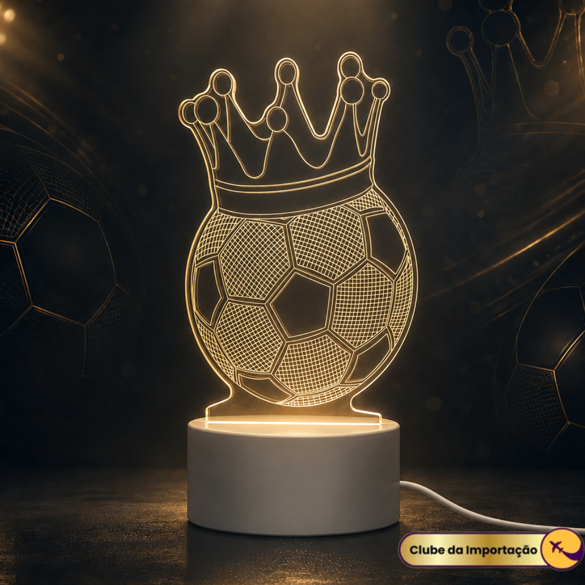 LUMINARIA LED BOLA DE FUTEBOL COM COROA