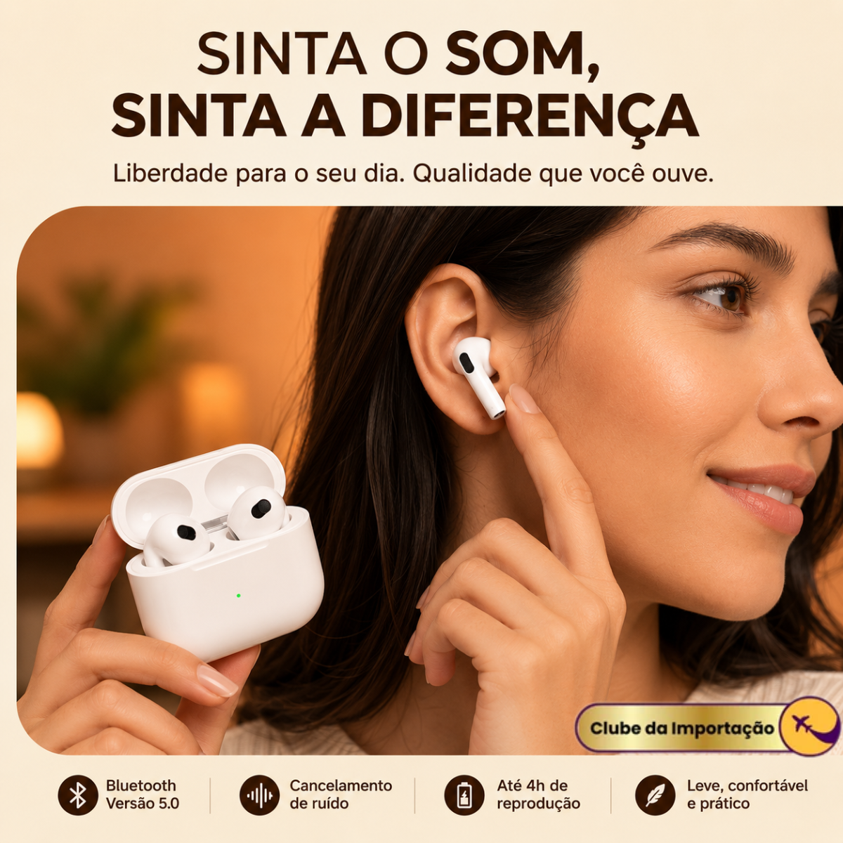 FONE DE OUVIDO SEM FIO TWS