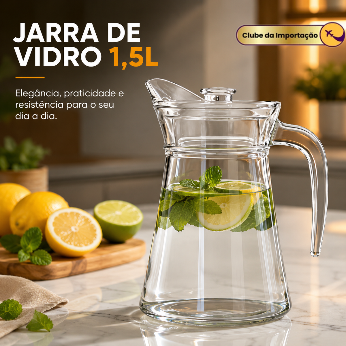 JARRA DE VIDRO COM TAMPA