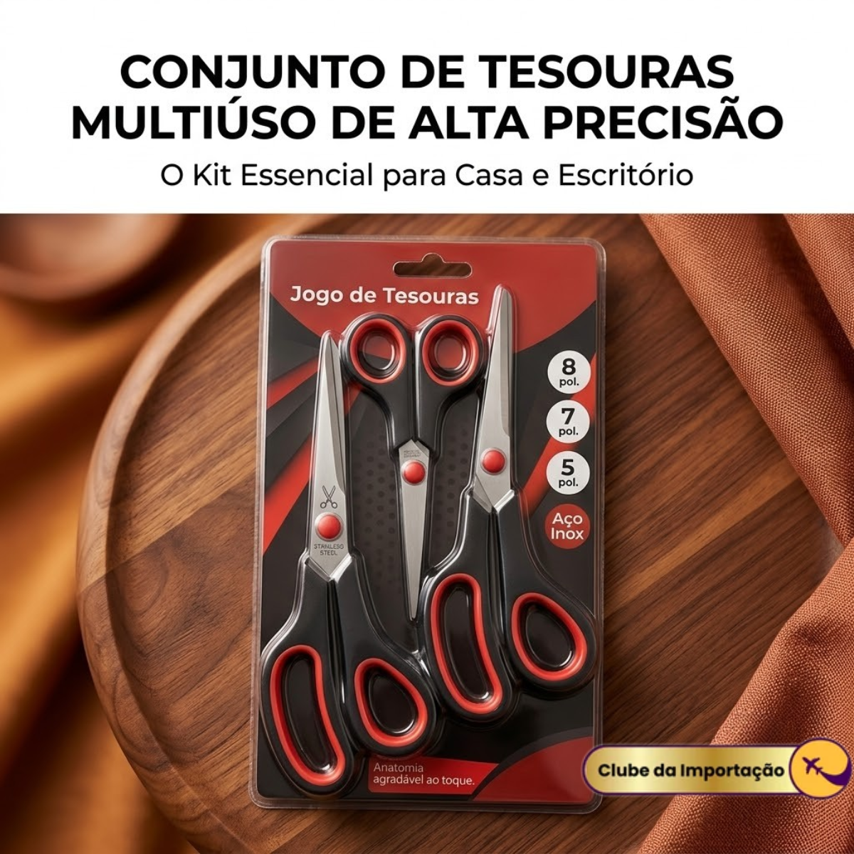 Kit Tesoura Multiuso 3Pçs
