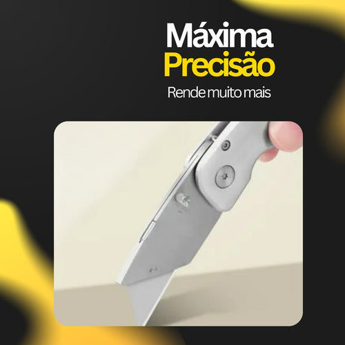 Estilete Dobrável Portátil 5 Lâminas Profissional Leve Bolso