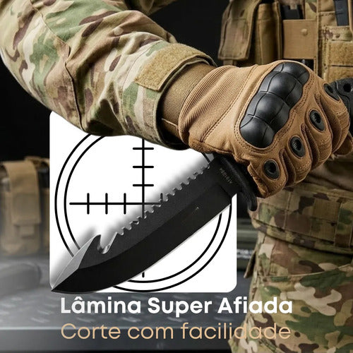 Faca Militar Tática Com Bainha Abs Rígido Rambo Super Afiada Preto