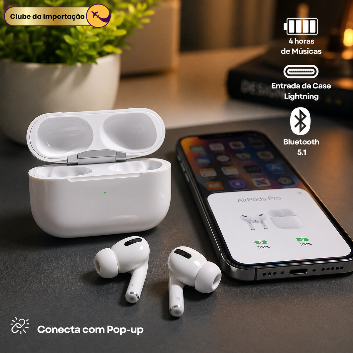 Fone Sem Fio Bluetooth Para iPhone E Android Ultra Premium