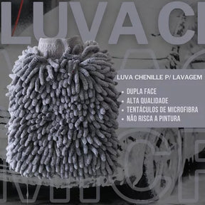 Luva Chenille P/ Lavagem Cores 22x15cm