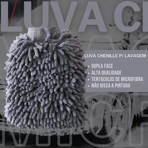 Luva Chenille P/ Lavagem Cores 22x15cm