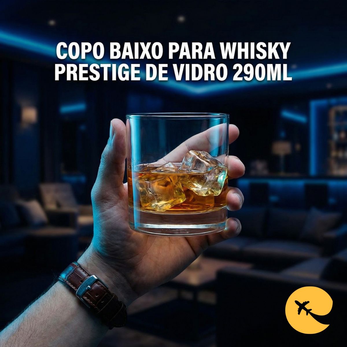 COPO BAIXO PARA WHISKY PRESTIGE DE VIDRO 290ML