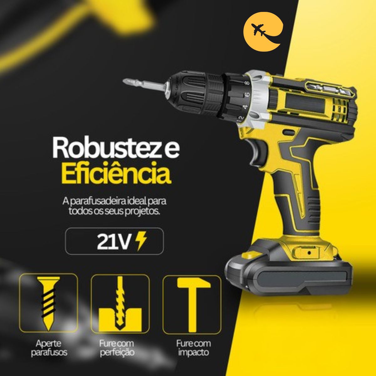 Super Parafusadeira Furadeira De Impacto Sem Fio Potente 21v
