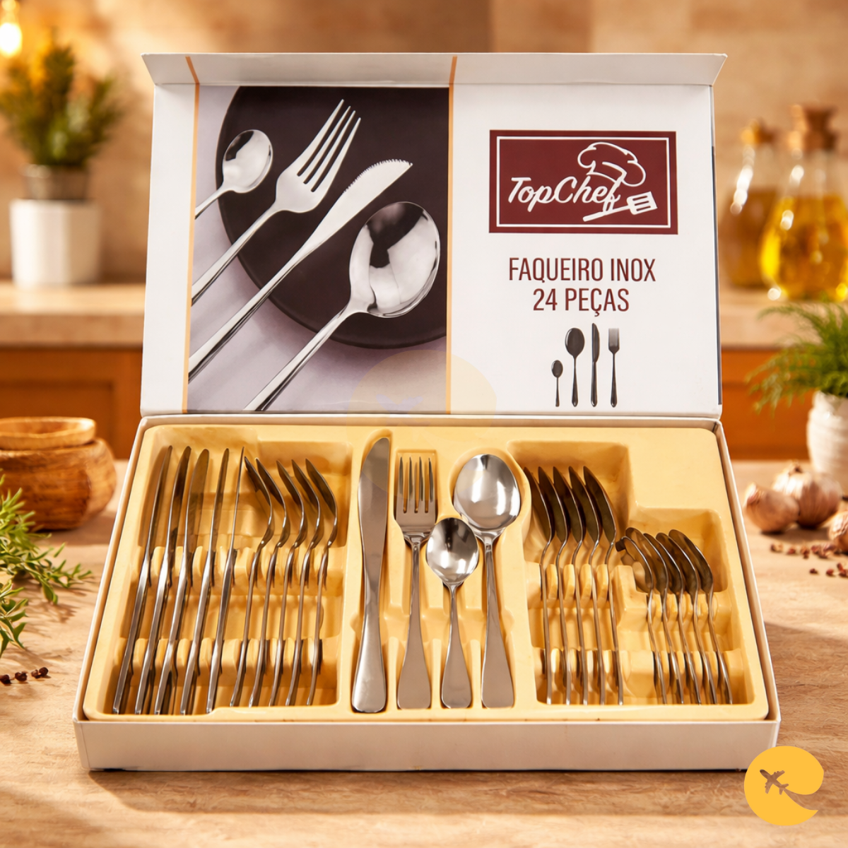 Faqueiro 24 Peças em Aço Inox – Elegância e Durabilidade para Sua Mesa