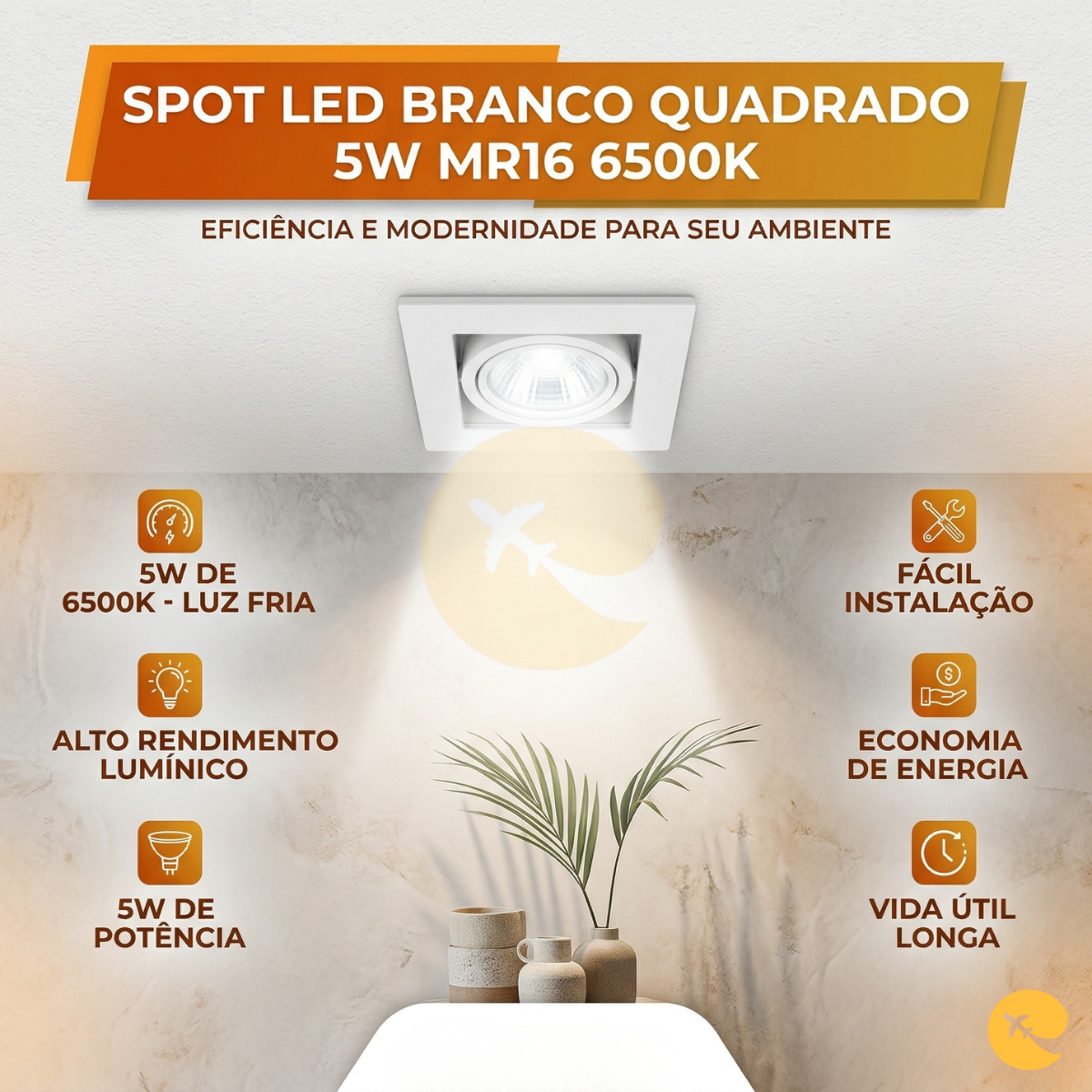 Spot 5w Mr16 Quadrado 6500k
