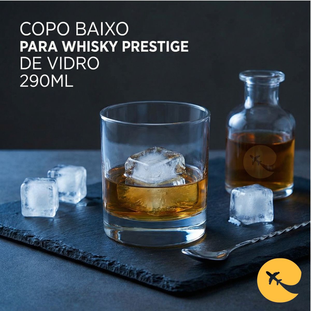 COPO BAIXO PARA WHISKY PRESTIGE DE VIDRO 290ML
