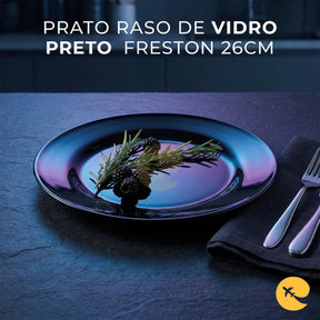 PRATO RASO DE VIDRO PRETO FRESTON 26CM
