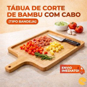 Tábua de Corte de Bambu com Cabo (Tipo Bandeja)