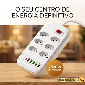 Extensão Inteligente com 6 Tomadas, 5 USB e 1 Type-C