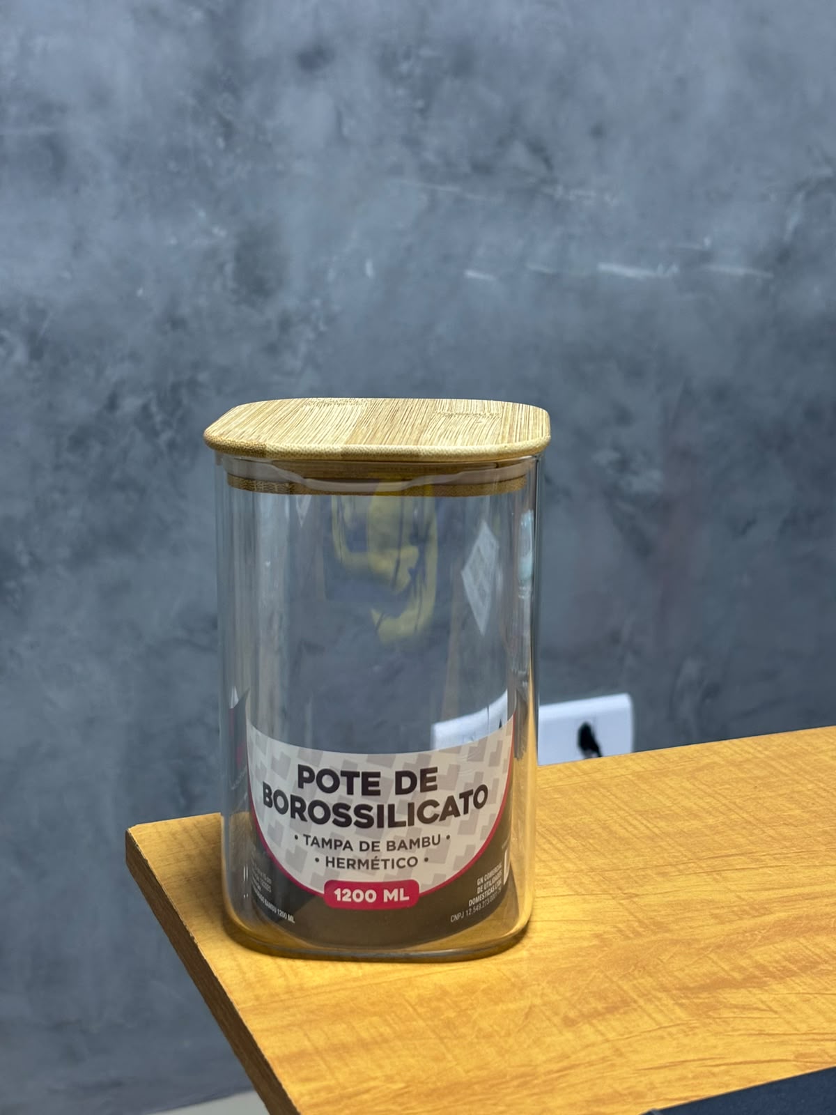 POTE VIDRO BOROSSILICATO QUADRADO BAMBU 1200ML