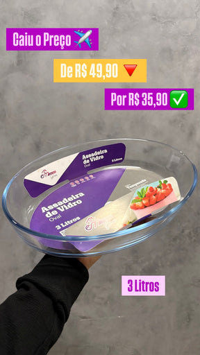 ASSADEIRA DE VIDRO OVAL 3L