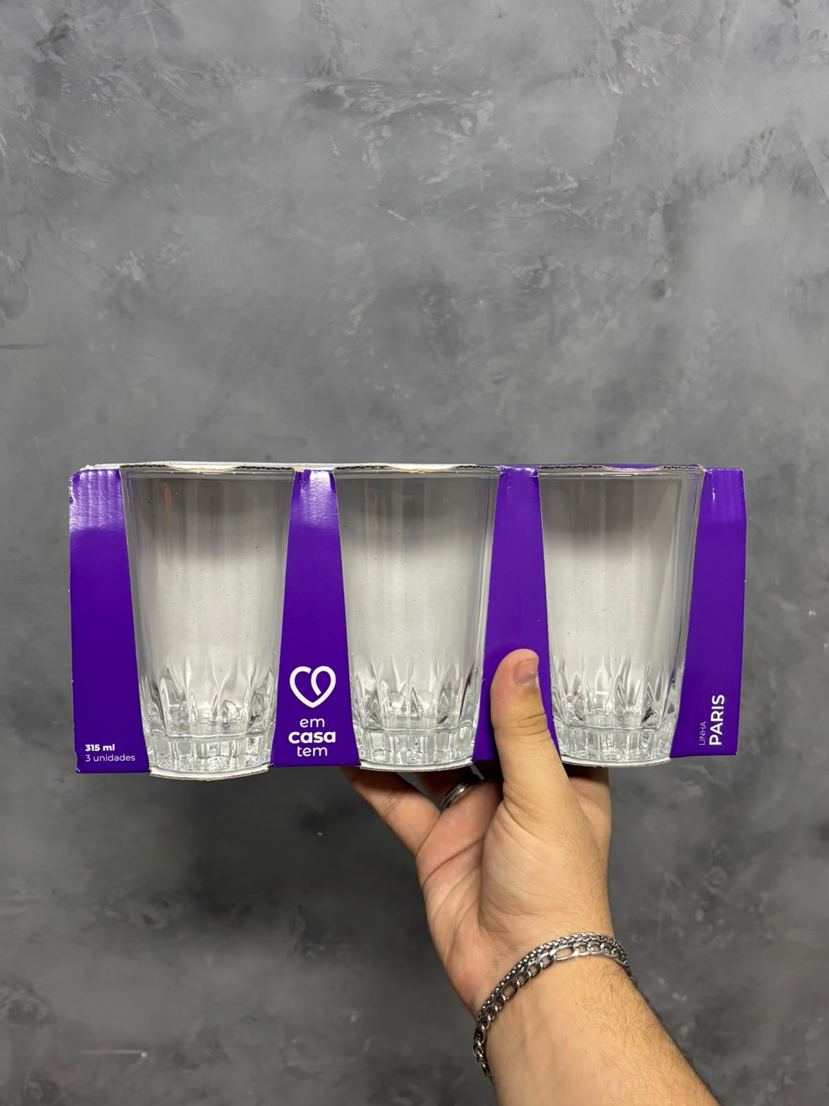 COPO DE VIDRO PARIS 315ML COM 3PÇS
