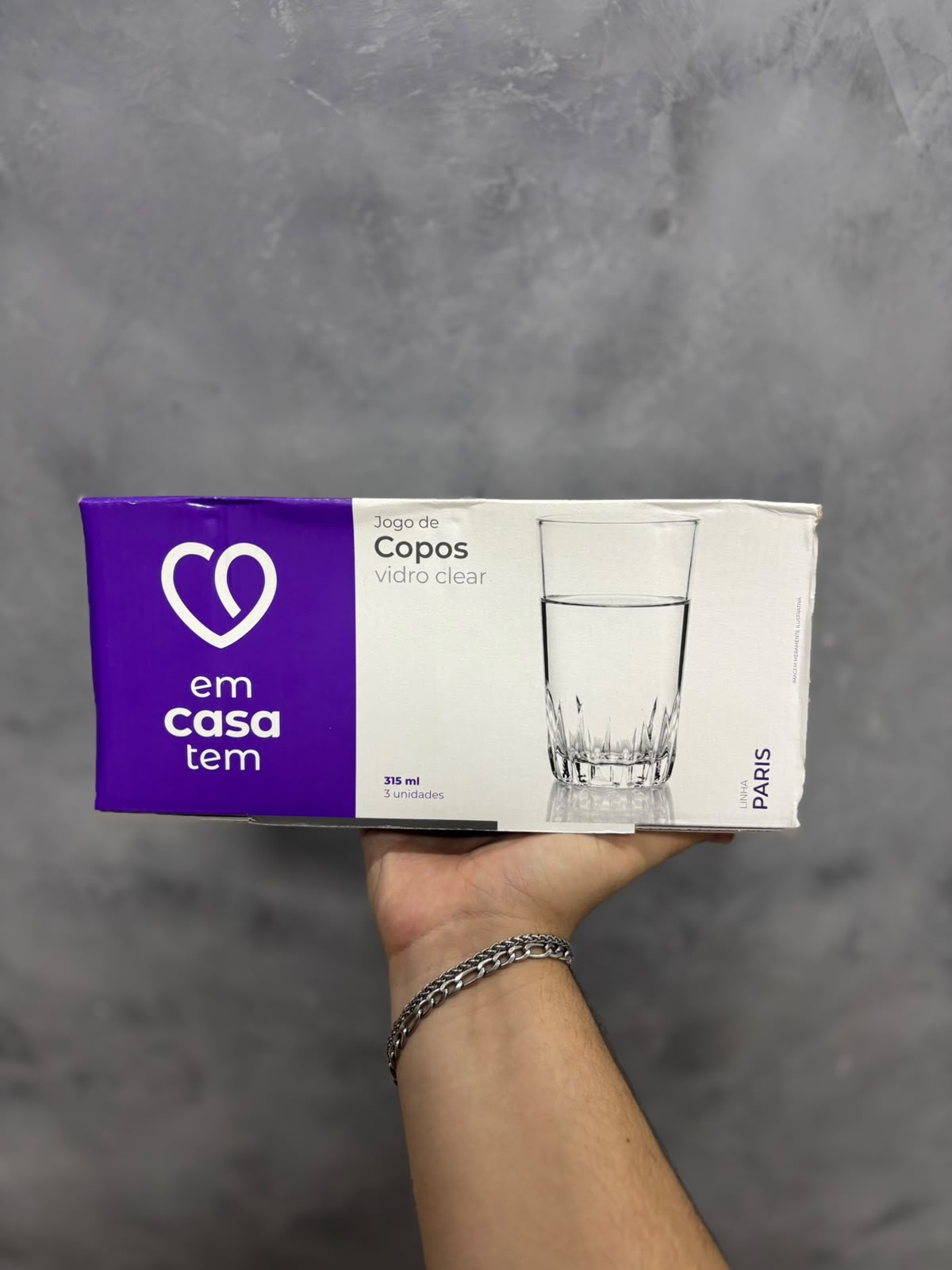 COPO DE VIDRO PARIS 315ML COM 3PÇS