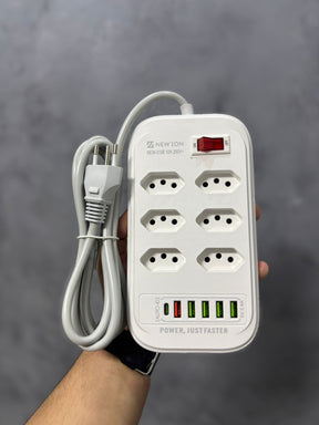 Extensão Inteligente com 6 Tomadas, 5 USB e 1 Type-C