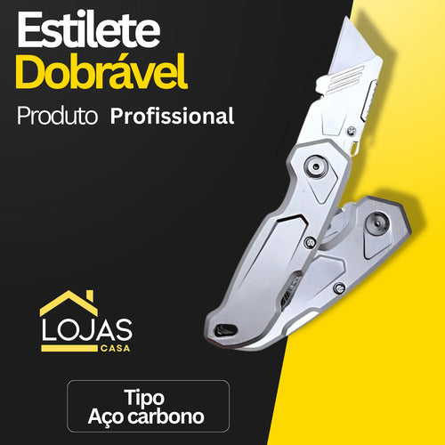 Estilete Dobrável Portátil 5 Lâminas Profissional Leve Bolso