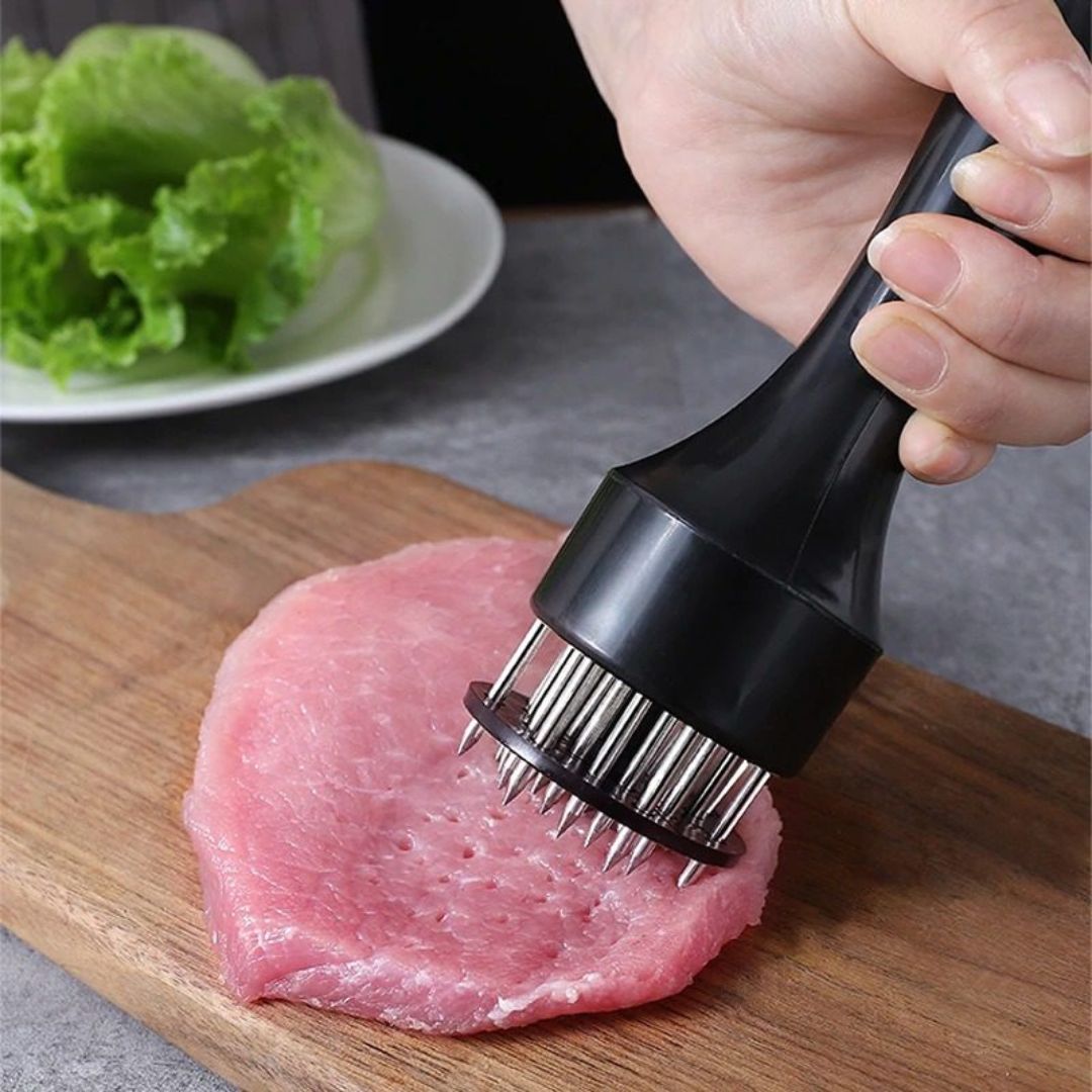 Amaciador Batedor de Carne Bife Com Furador Manual Aço Inox!