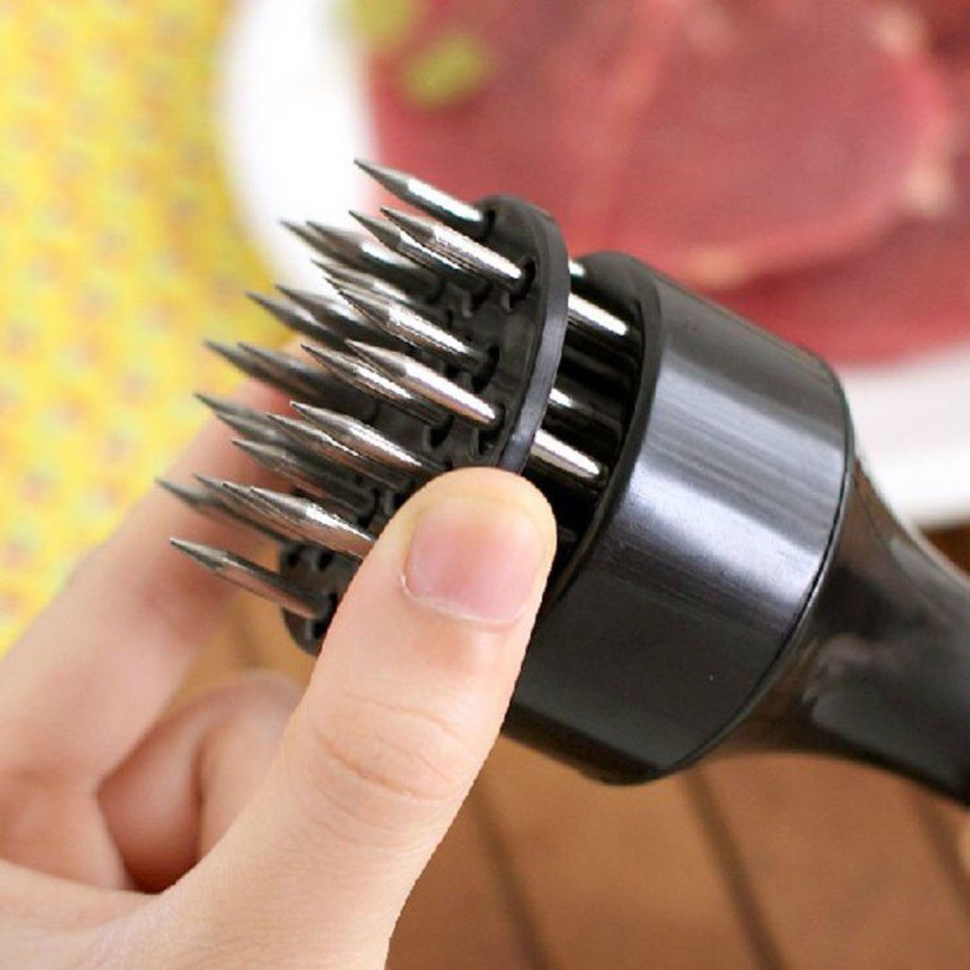 Amaciador Batedor de Carne Bife Com Furador Manual Aço Inox!