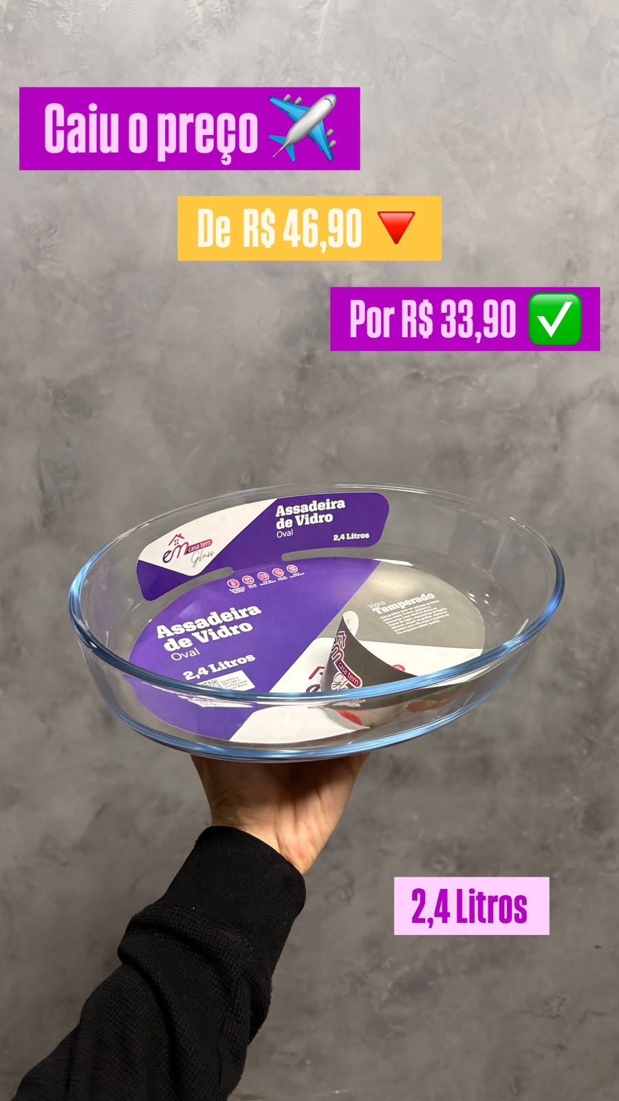 ASSADEIRA DE VIDRO 2,4L