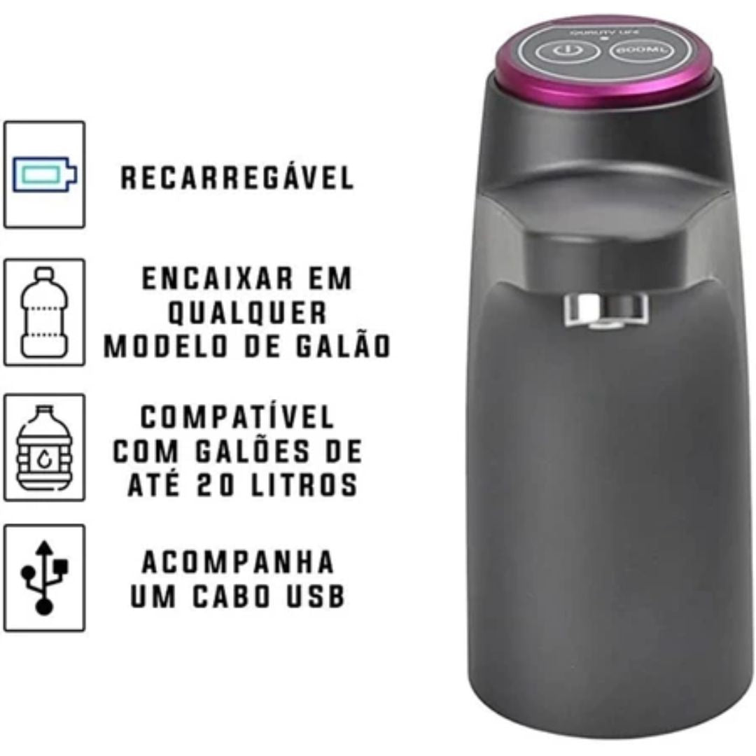 Bebedouro Bomba Elétrica Recarregável para Galão 20L