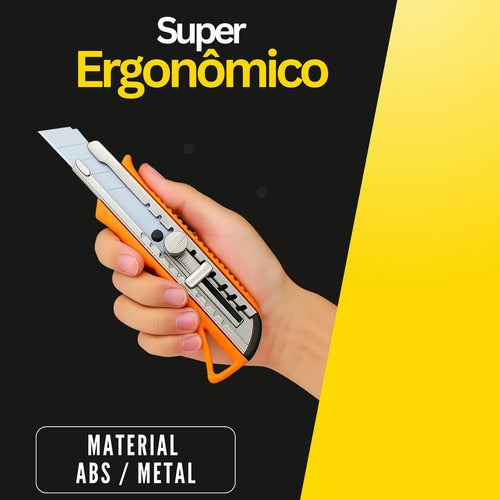 Estilete De Metal Largo Profissional 18mm Trava De Segurança