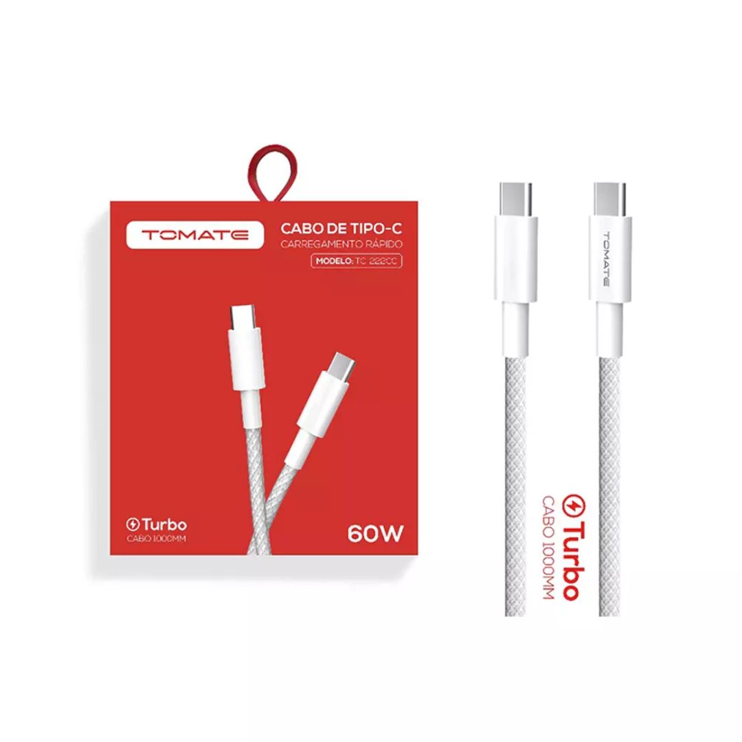 Cabo USB Tipo C + Tipo C 60W 5V 2.4A – 1M (Modelo TC222CC)