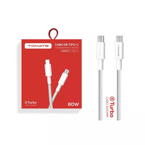 Cabo USB Tipo C + Tipo C 60W 5V 2.4A – 1M (Modelo TC222CC)