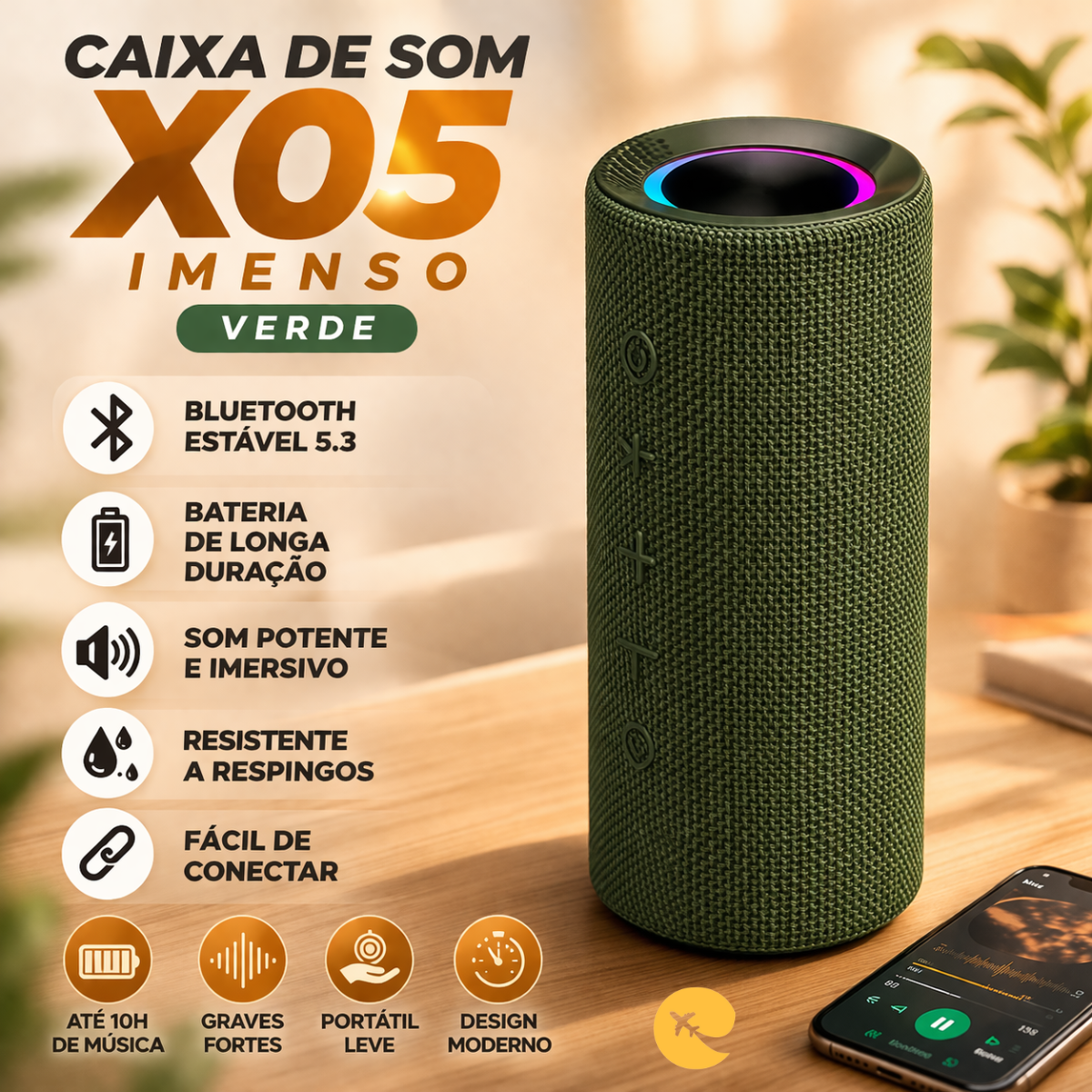 CAIXA DE SOM X05 IMENSO CAIXA VERDE
