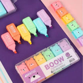 Kit Com 6 peças Marca Texto formado animais urso Bestdi