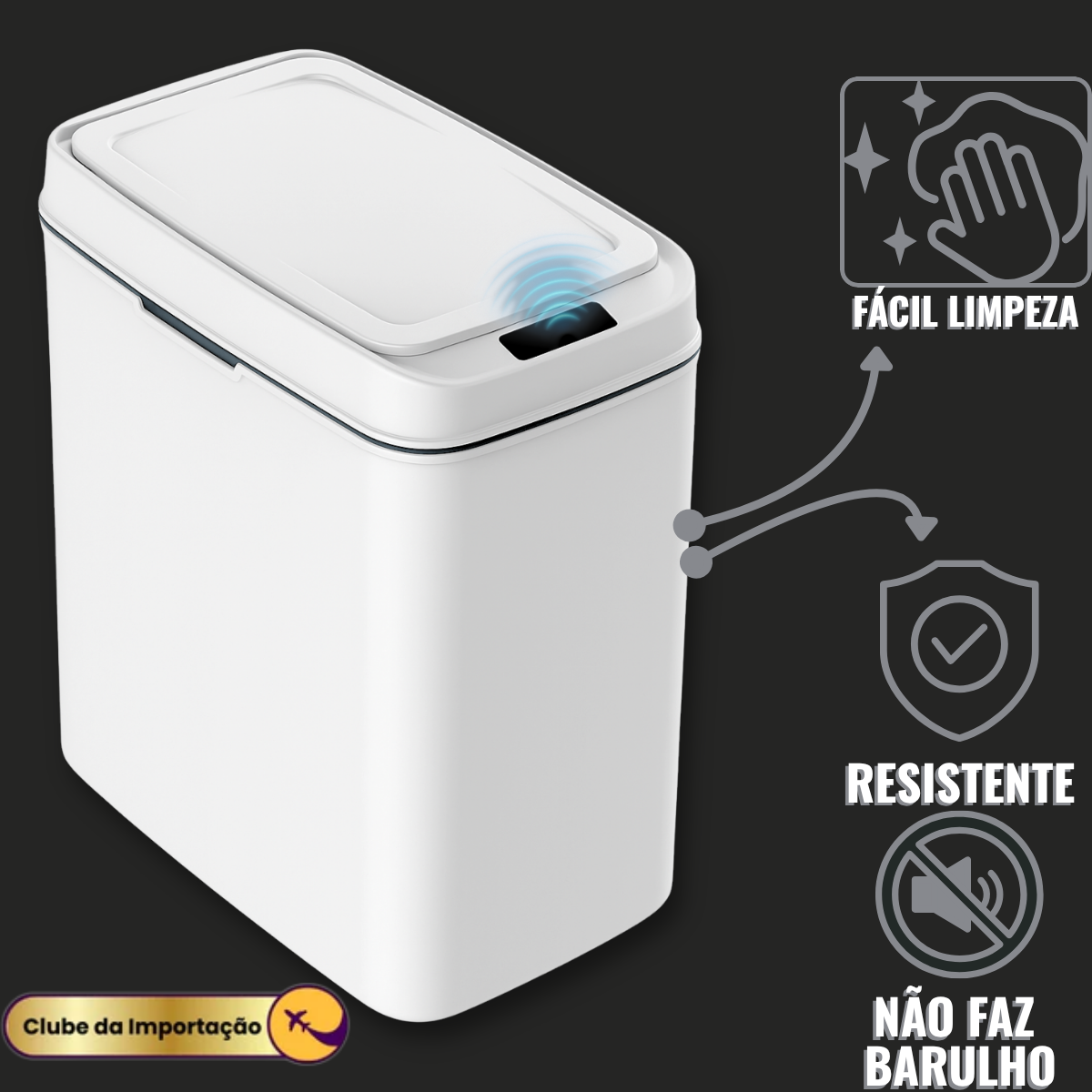 Lixeira Automática 15 Litros Com Sensor Abre E Fecha Sozinha