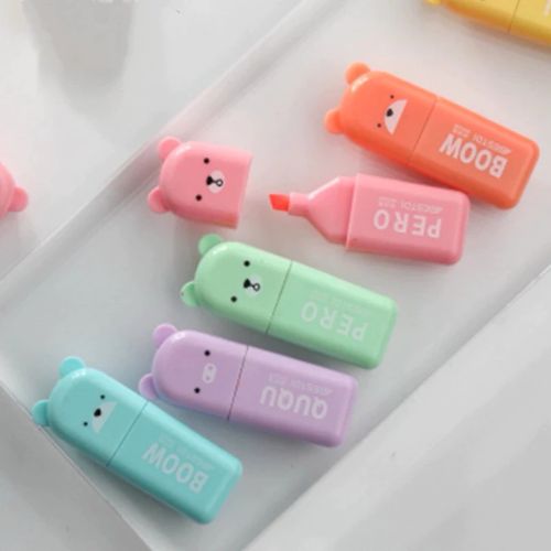 Kit Com 6 peças Marca Texto formado animais urso Bestdi