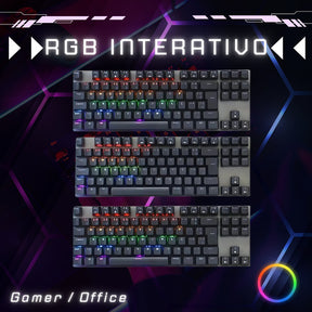 Teclado Gamer Rgb Red ou Blue Swith Mecânico Para Pc Xbox Ps5 Setup