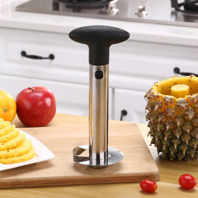 Descascador Fatiador De Abacaxi Frutas Inox Espiral Pratico 3 em 1
